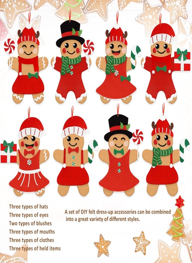 THAWAY DIY Felt Gingerbread Man Ornaments - Christmas Felt Gingerbread Man Games Set, DIY Christmas Crafts, Wall Hanging Xmas Gifts for Winter Holiday Party Xmas Decorations - Image 3